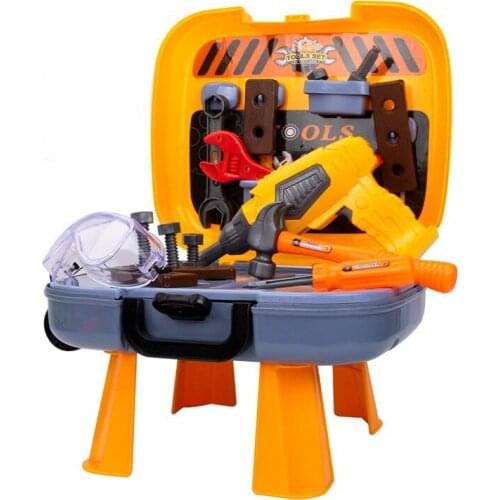 Kids Tool Bench Toy Set Toddler 4 in 1 Engineer Role-Play Suitcase Simulation Carpenter Engineer Tools Pretend Playset