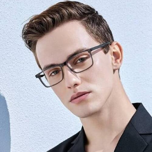 Titanium Anti Blue Light Glasses Men Computer Eyeglasses Frame Satin Matte Black Acetate Glasses Men Classic Square Spectacles