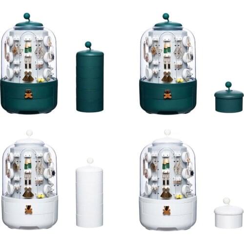 Large Capacity Jewellery Organizer Rotating Box With 39 Hooks Small Items Case