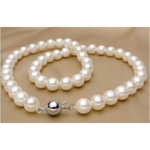 Genuine 7-7.5mm WHITE south sea AKOYA PEARL NECKLACE 18"