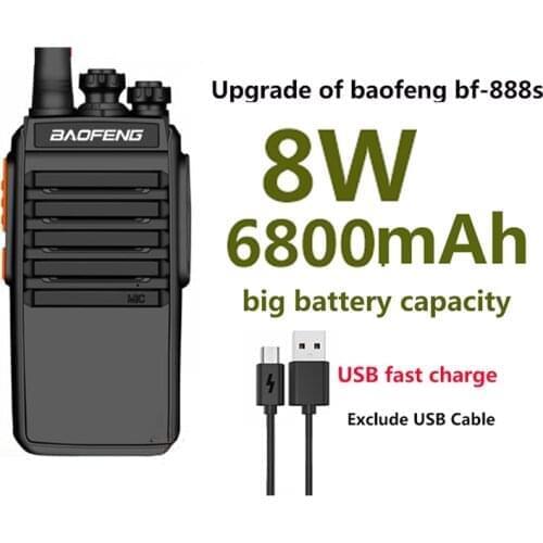 Walkie talkie Upgrade bf-888s baofeng 8W 6800mah with 400-470MHz UHF radio Comunicador CB Radio Two Way Radio ham hf transceiver
