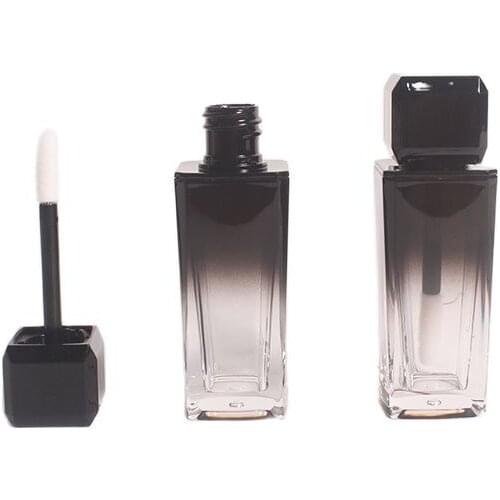 20/50pcs 10ml Empty Black Gradient Lip Gloss Tube Plastic Square Lipgloss Tube Cosmetic Refillable Lip Gloss Container Packaging