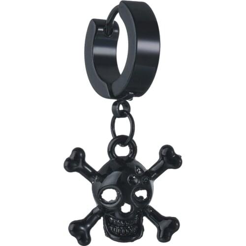 1Pc Stainless Steel Skull Design Drop Earrings For Women Men Fashion Gothic Street Hip Hop Ear Jewelry Cool Black Earring Dress