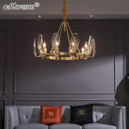 2020 Design Classic Crystal chandelier lights For Living Room Study Room Gold Suspended LED Chandelier Kitchen Lighting Fixture