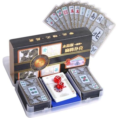 2set Crystal High Quality Waterproof Adult Plastic Playing Cards Mahjong Poker Cards Portable Travel Board Games Collection Gift