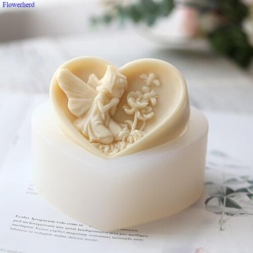 Magic Fairy Heart Handmade Soap Mold DIY Soap Silicone Mold Flower Faerie Fondant Cake Mold Flexible Silicone Soap Mold