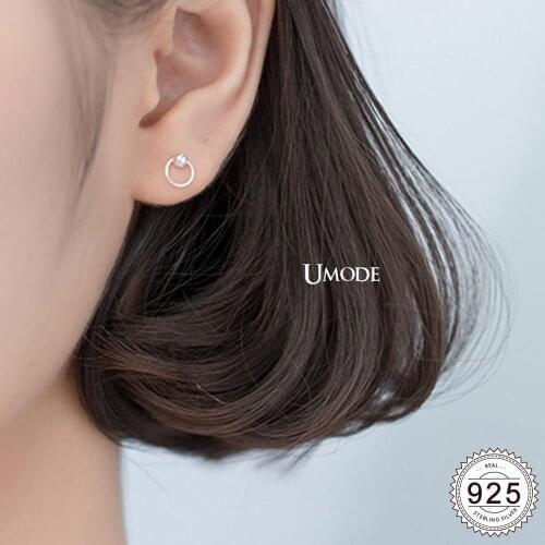 UMODE Women Round Real 925 Sterling Silver Earrings Small Silver Studs Earrings 925 Korean Style Fashion Fine Jewelry ULE0489