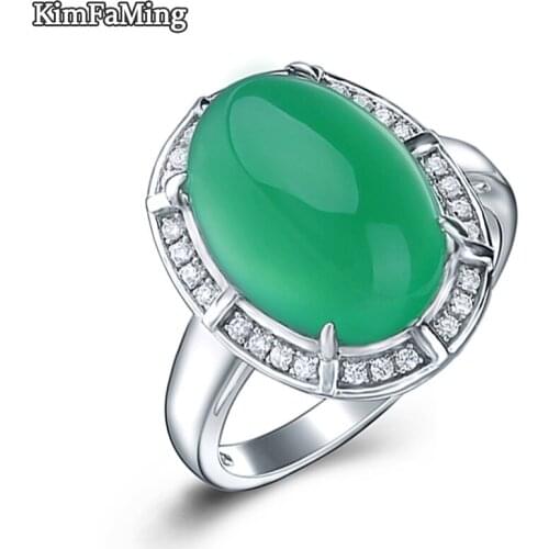 High Quality 925 Silver Chalcedony Rings for Women in Natural Jade Jewelry OPR181