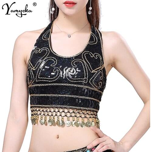 Sexy Backless y2k Sequin Black vintage summer tank corset crop top women beach party wrap bralette tops tassel sleeveless blouse