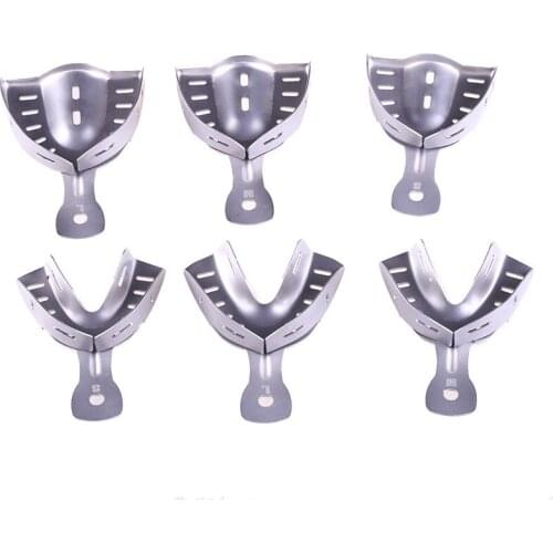 1 Set Dental Lab Equipment Upper Lower Stainless Steel Impression Trays Autoclavable Teeth Tray Teeth Holder Dentist Tools L M S