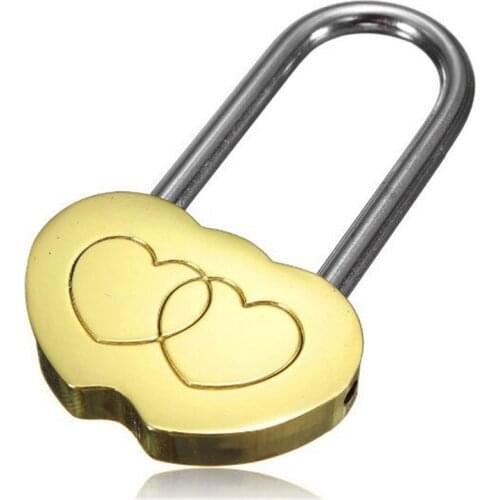 1PC New Padlock Love Lock Engraved Double Heart Valentines Anniversary Day Gifts Couple Mini Lock for Eternal Love