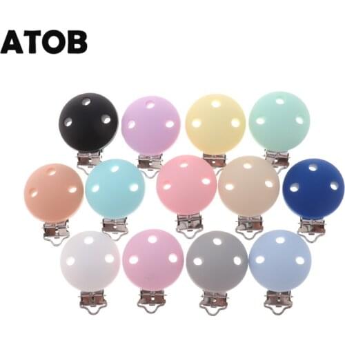ATOB 10PCS Pacifier Clip Silicone Round Teether Clips DIY Baby Pacifier Dummy Chain Holder Soothing Pacifier Accessories