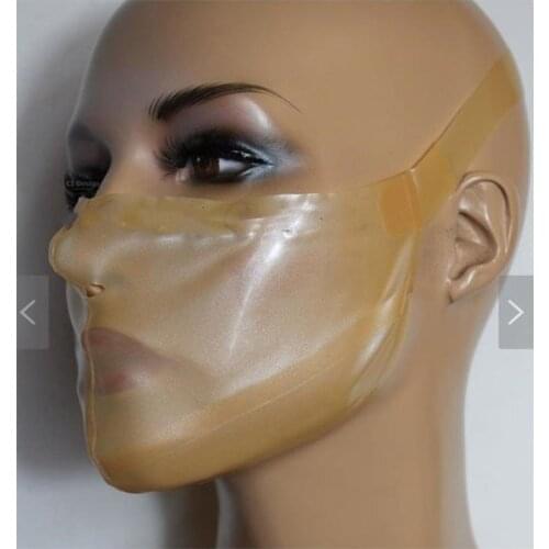 100% Latex Half Hood Mask Adjustable Transparent Color Rubber Mask for Party