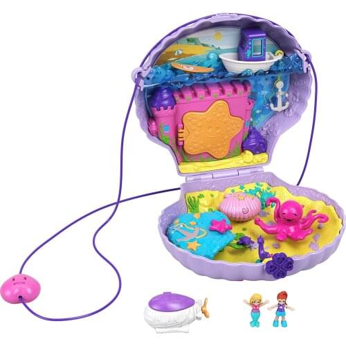 2021 Original Mattel Polly Pocket Tiny Power Seashell Girls Home Toys for Children Mermaid Kids Reborn Dolls Girls Toys