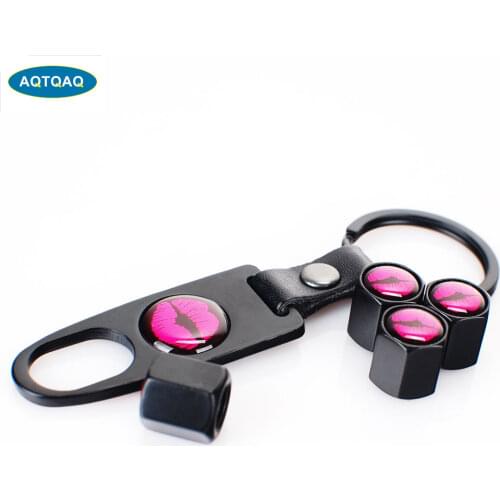 4Pcs/Set Classic Red Lips Anti-theft Chrome Car Wheel Tire Valve Stem Cap For Car/Motorcycle,Air Leakproof And Protection