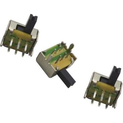 50pcs SK22D07 6Pin Toggle Vertical Slide Switch 2P2T 4mm Handle for PCB Mount