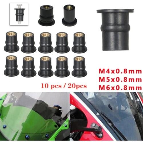 Motorcycle Accessories Rubber Well Nuts M4 M5 M6 0.8 mm Brass Thread Windshield Bolts Kits