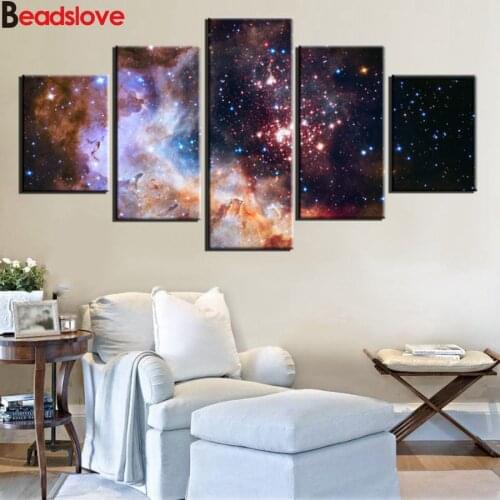 Full Square Round Drill 5D DIY Diamond Painting 5 Pieces Universe Galaxy Stars Embroidery Cross Stitch Home Decor Gift