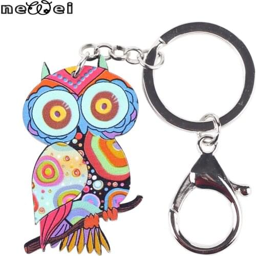 Newei owl keychain fashion new 2017 acrylic alloy cute girls women lovely fashion color animal jewelry Decoration