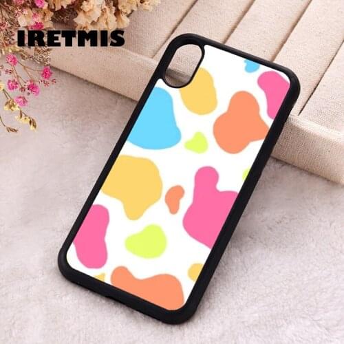 Iretmis 5 5S SE 2020 Phone Cover Cases for iPhone 6 6S 7 8 Plus X Xs Max XR 11 12 MINI Pro Rubber Silicone Vibrant Colorful Cow