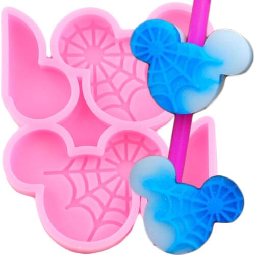 Spider Mouse Straw Topper Silicone Molds Fondant Cake Decorating Tools DIY Epoxy Resin Mold Candy Clay Chocolate Gumpaste Moulds