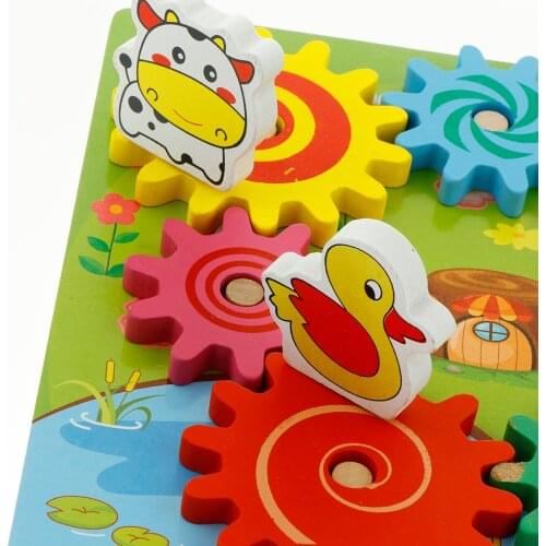 Wooden Blocks Toy, Colorful Gears Building & Stacking Game Set, for Kids Toddlers Preschool Educational Toy
