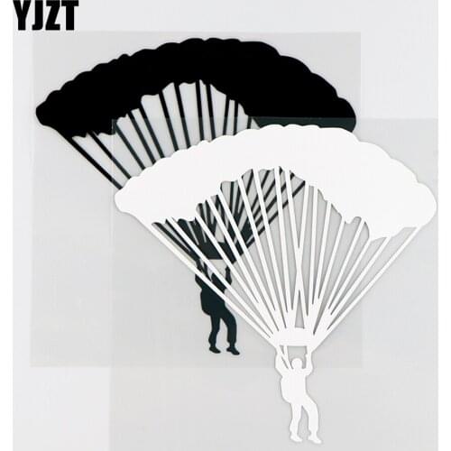 YJZT 14.7X14.5CM Personality Vinyl Decals Parachute Skydiving Sport Extreme Art Decor Car Sticker Black / Silver 10A-0374