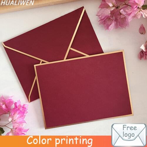 Exquisite Hot Stamping Retro Red Envelope 250gsm Matte Cardboard 14x19cm Greeting Card Gift Envelope Wedding Invitation Envelope
