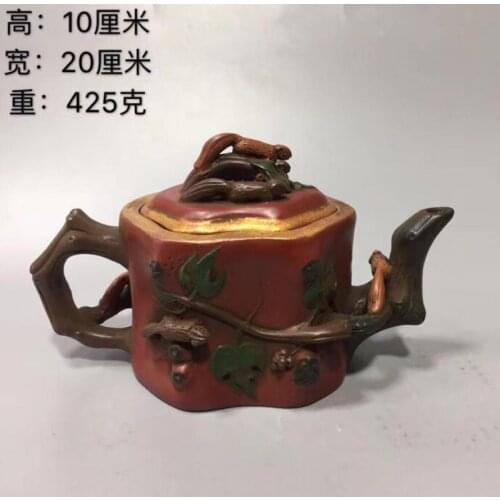 Collectable Chinese home decore Color painting Lacquer ware squirrel Statue teapot Water Tea Pot