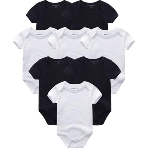 3/5/6/8PCS Solid Cotton Unisex Newborn Baby Girl Clothes Bodysuits Short Sleeve Baby Boy Clothes Jumpsuit Print Ropa Bebe