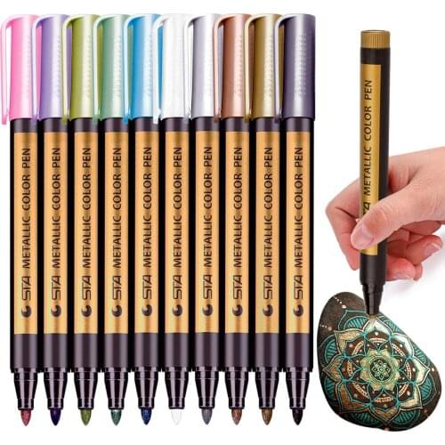 Metallic Marker Pens 10/20 Colors Medium Point Metallic Markers for Rock Painting, Black Paper, Card Making, Scrapbooking Crafts