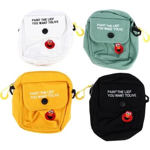 Mini Canvas Bag Womens All-match Shoulder Bag Portable Messenger Coin Purse Cartoon Student Storage Bag Simple Casual