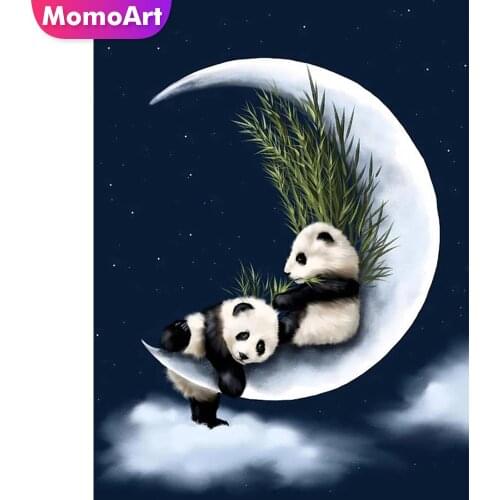 MomoArt 5D DIY Diamond Embroidery Panda Rhinestone Art Full Square Diamond Painting Animal Cross Stitch Moon Home Decor Gift