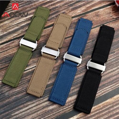 22mm 24mm Thicken Nylon Strap Stainless Steel Buckle Canvas Men Universal Replacement Bracelet Wrist Band Watch Accessories