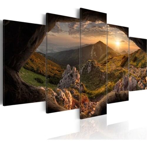Sunset Valley Home Wall Decoration Five Piece Set Canvas Printing Drawing Living Room Modern Art