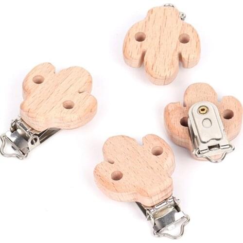 Natural Beech Wood Baby Pacifier Clips Dummy Clips DIY Pacifier Chain Accessory