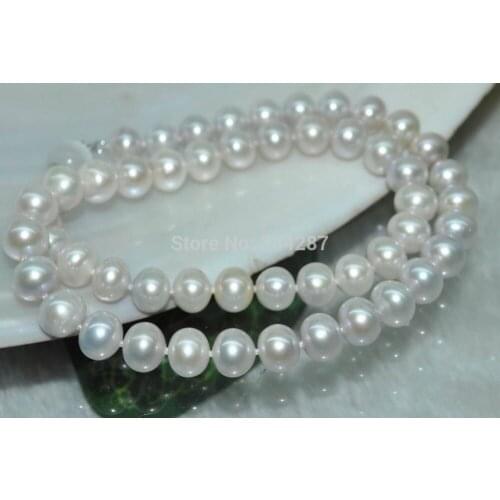 Natural Rare Gray 9-10mm near round bread cultured Pearl Necklace