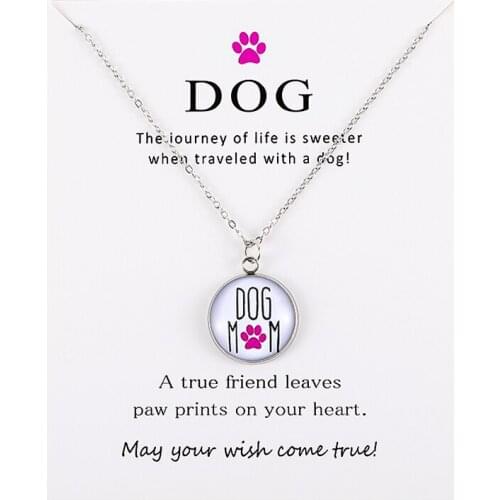 Cute Infinity Love Pets Dog Paw Print Footprints Live Love Life Rescue Cat Mom Dog Mom Necklaces for Women