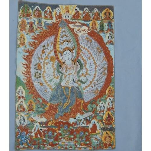 Antique brocade, silk exquisite embroidery, thousand hand Guanyin portrait
