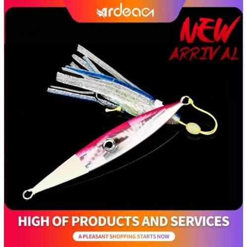 ARDEA 1Pcs 250g/300g/350g Metal sinking Slow Jig Fishing Lure Luminous rubber skirt Jiging Big Lures single hook Deep Sea Bait