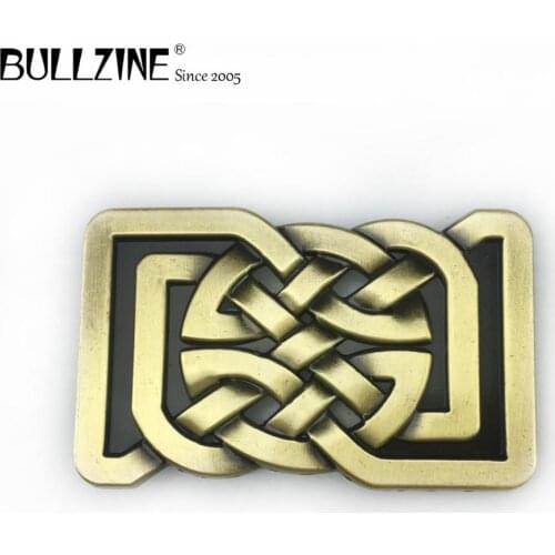Bullzine zinc alloy western celtic knot belt buckle cowboy jeans gift belt buckle FP-03389-1 antique brass finish drop shipping
