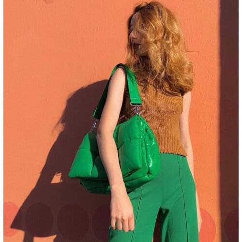 Luxury Handbag Women Space Pad Cotton Feather Down Bag 2021 Autumn Winter Shoulder Tote Bag Lady Bucket Crossbody Messenger Pack