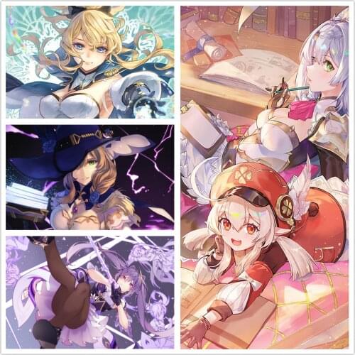 Nordic Canvas Painting Anime Genshin Impact Series Cartoon Wall Art Posters And Print Pictures Modern Girl Baby Room Decoration
