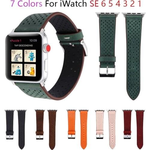 Sports leather watchband for apple watch band SE 6 5 40mm 44mm Retro belt bracelet bands for iWatch Strap series 4 3 38mm 42mm