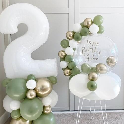 32inch White Number Balloons 1 2 3 4 5 6 7 8 9 Foil Balloon Birthday Party Decorations Maca White Digital air Globos Baby Shower