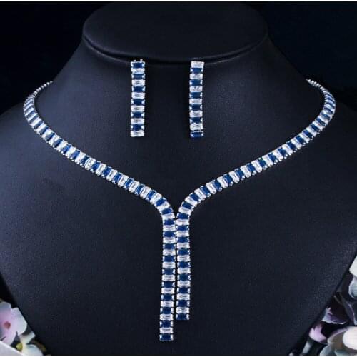 High Quality Green CZ Necklace and Earrings Womens Costume Jewelry Set For Engagement Wedding Accessories African Gold Colo