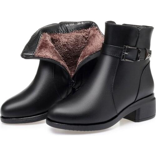 Krasovki Wool Women Snow Boots Leisure Genuine Leather Fur Warm Shoes Fashion Plush Ankle Boots Platform for Women Winter Boots