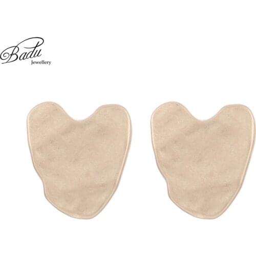 Badu Golden Heart Stud Earring Cute Small Love Irregular Shape Earrings for Girlfriend 2018 Fashion Jewelry Gift for Girls