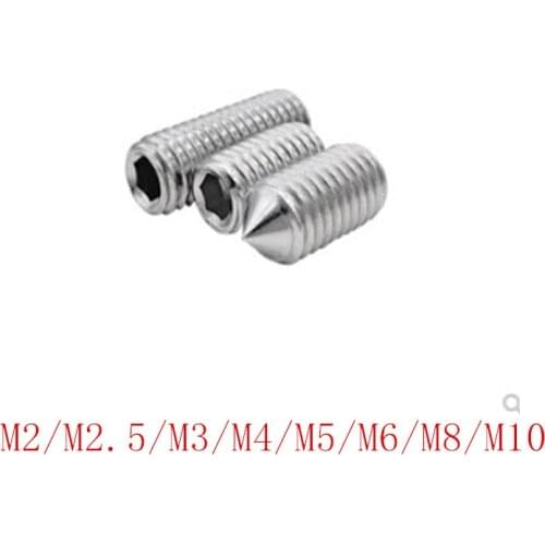 10-50pcs/Lot DIN914 m2 m2.5 M3 M4 M5 m6 m8 m10 Stainless Steel Hex Socket Cone Point Grub Set Screws