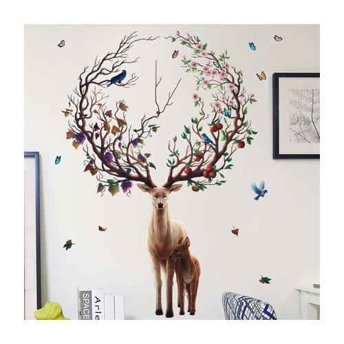 135*95CM Sika Deer Wall Sticker Nordic Poster Wedding Decoration Modern Wall Decor Living Room Corridor Aisle Wall Pictures Art